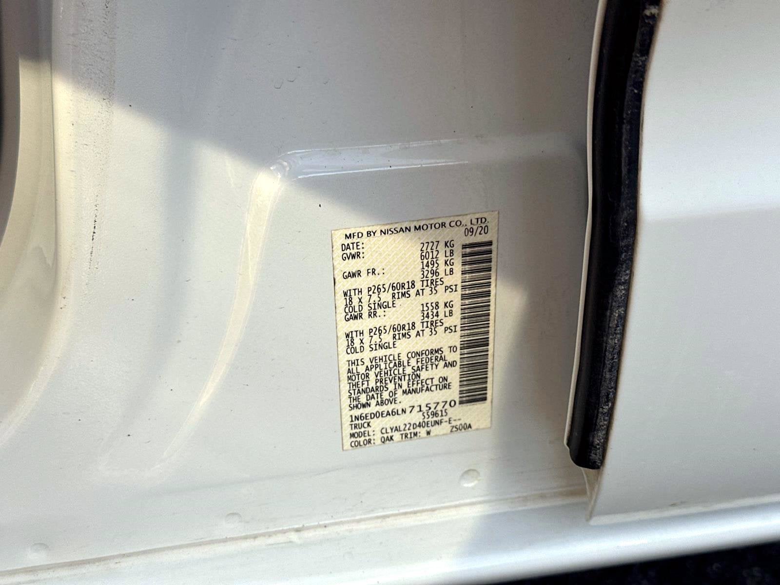 2020 Nissan Frontier SV